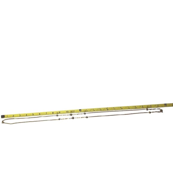 Elegant Gold-Tone Necklace Beads Textured Oval Links Asymmetrical Modern Design - Picture 4 of 4